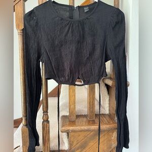 SHEIN cropped black tie top